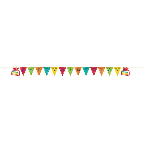 Creative Converting Festive Cake Happy Birthday Banner, 104"x6", 12PK 355779